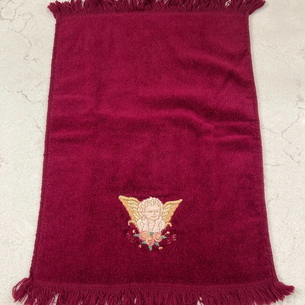 Fingertip Towel with Cherub Angel Appliqué